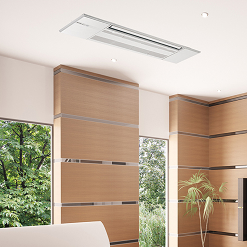 Ceiling cassette for a mini-split system. (Credit: Mitsubishi Electric)
